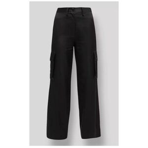 ARIAS NY Black Cargo Pants Women's 6 Viscose Made in USA Satin Straight Trousers